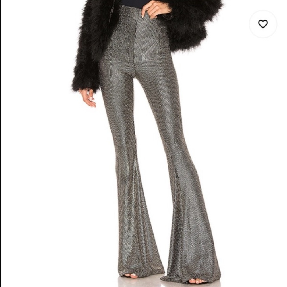 SOLD - Show me your Mumu stretch silver flare pants